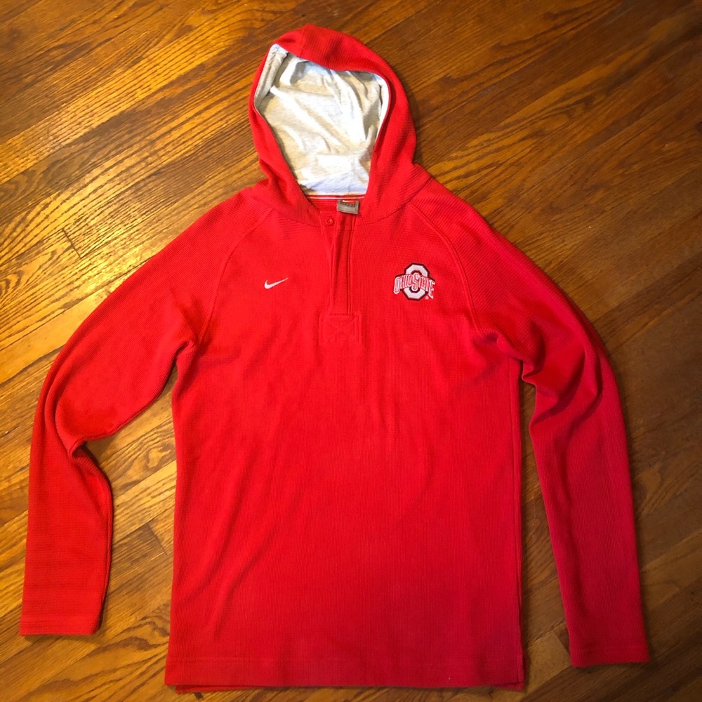 Nike 🏈 Large Ohio State OSU Waffle LS Hoodie Red